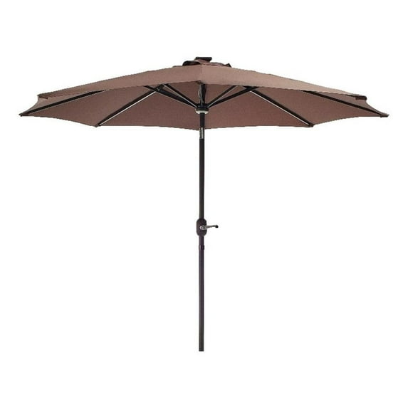 Patio Festival 8.8 ft. Outdoor Fabric Market Umbrella in Brown/ Black