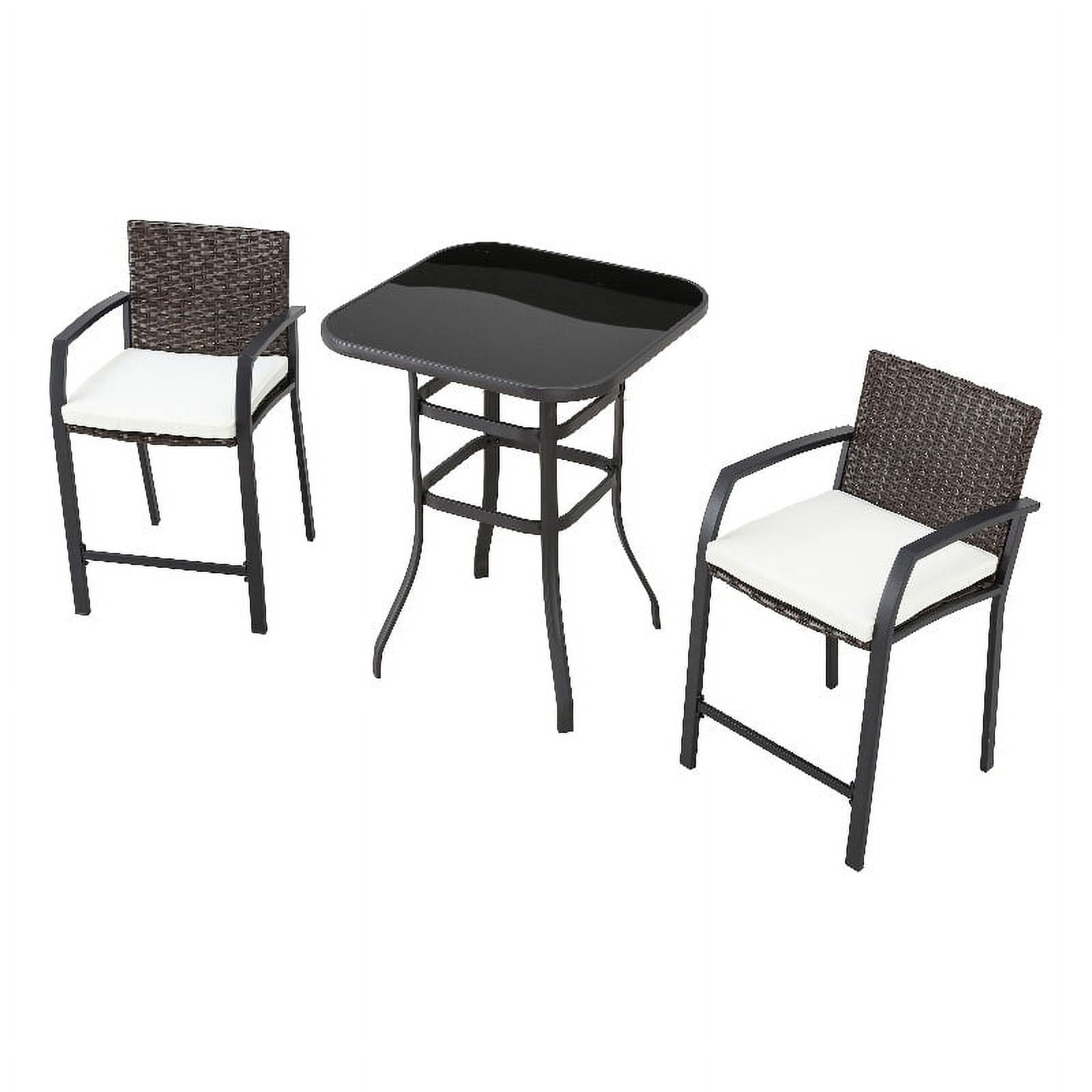 Patio Festival Fabric 3Piece Outdoor Bistro Dining Set in Beige/Black