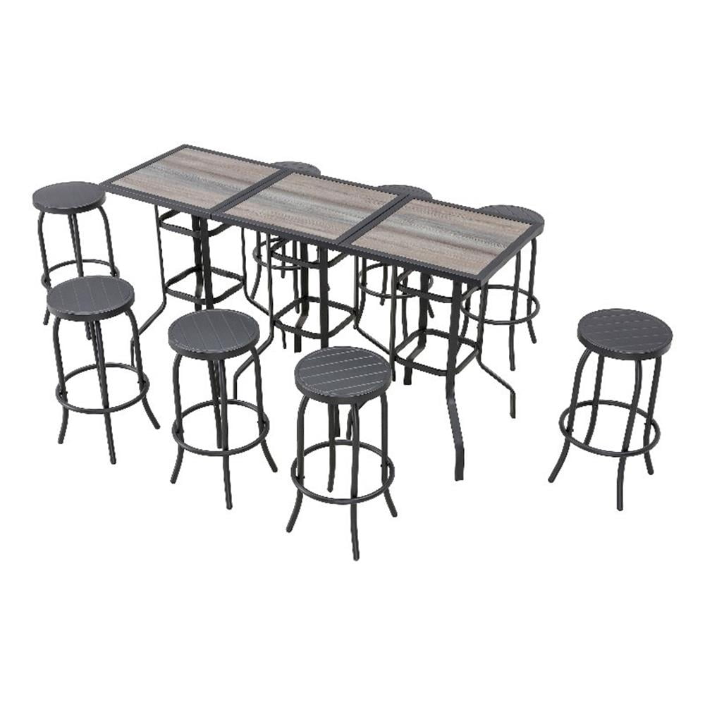 Patio Festival Metal 11-Piece Outdoor Bar Height Dining Set in Black