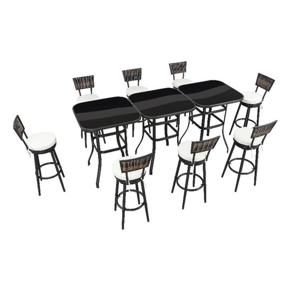 Patio Festival Metal 11-Piece Outdoor Dining Set in Black/Brown Finish