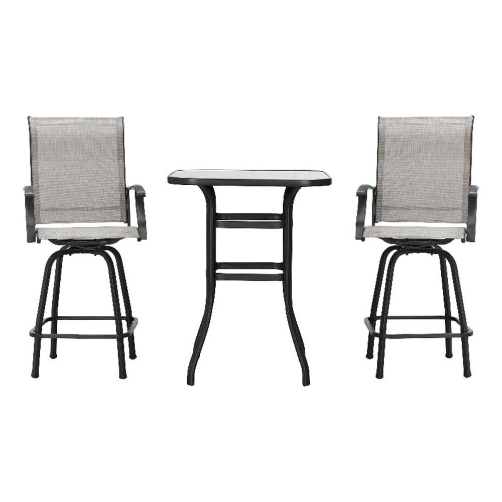 Patio Festival Metal 3-Piece Outdoor Bistro Set in Gray/Black