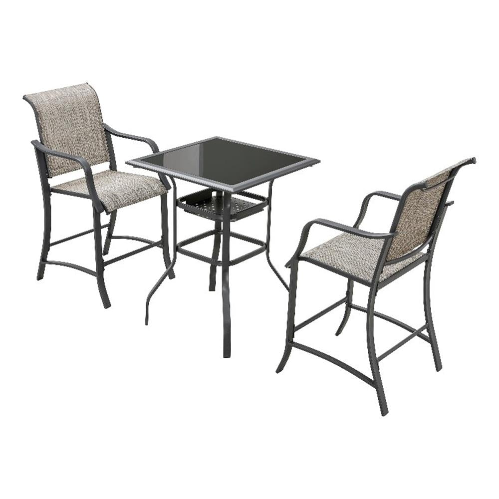 Patio Festival Metal 3-Piece Outdoor Dining Set in Black/Gray