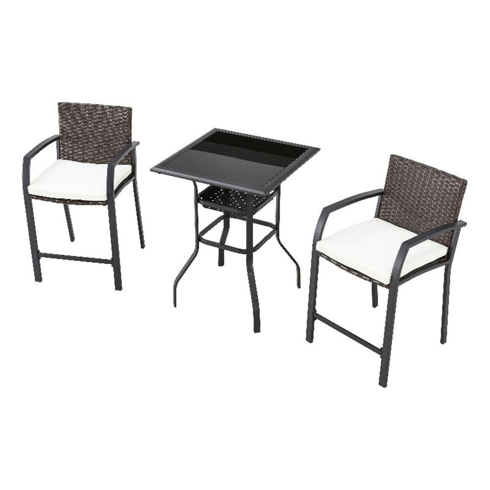 Patio Festival Metal 3-Piece Outdoor Dining Set in Brown/Beige/Black