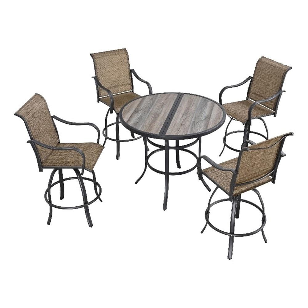 Patio Festival Metal 5-Piece Outdoor Dining Set in Black/Brown