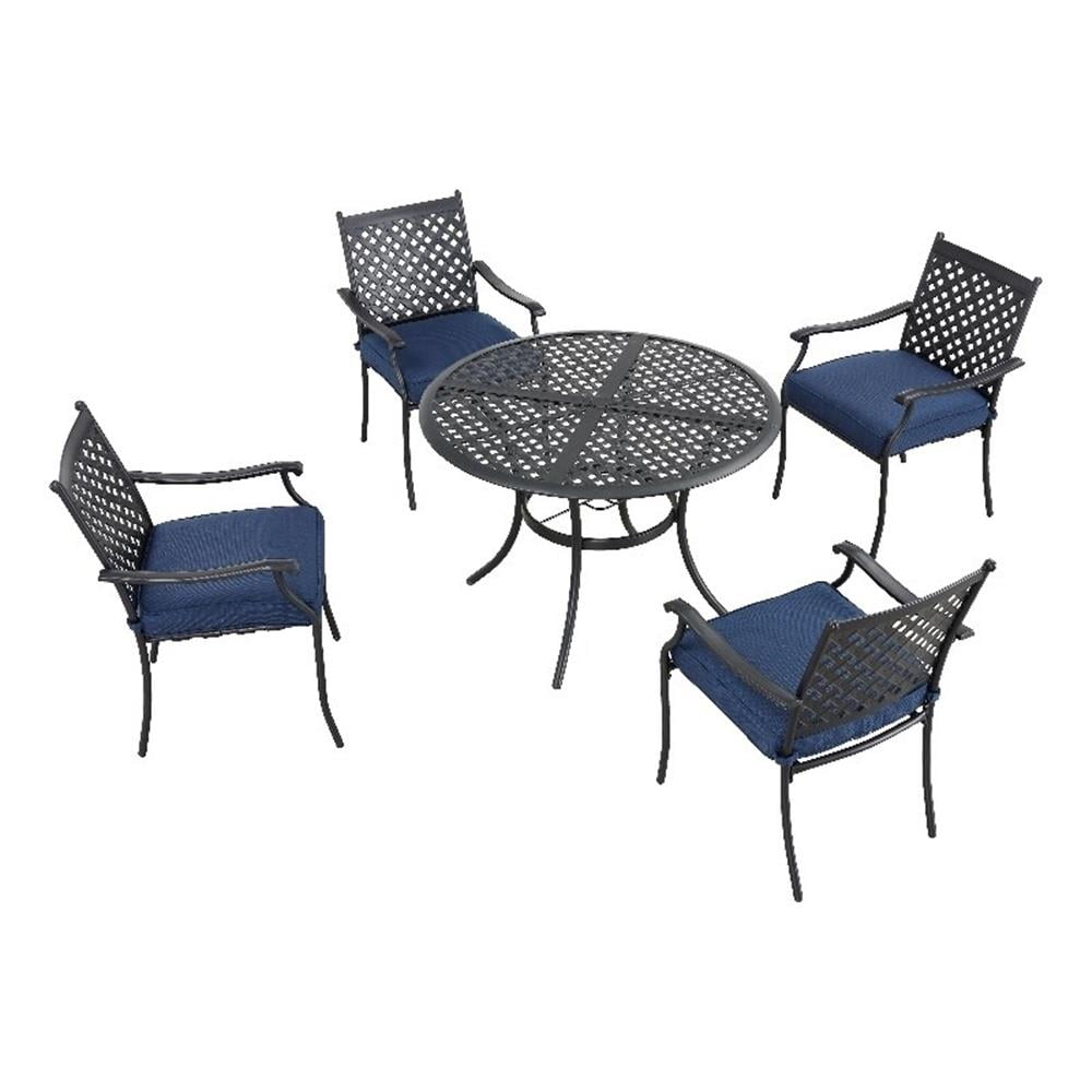 Patio Festival Metal 5-Piece Outdoor Dining Set in Blue & Black