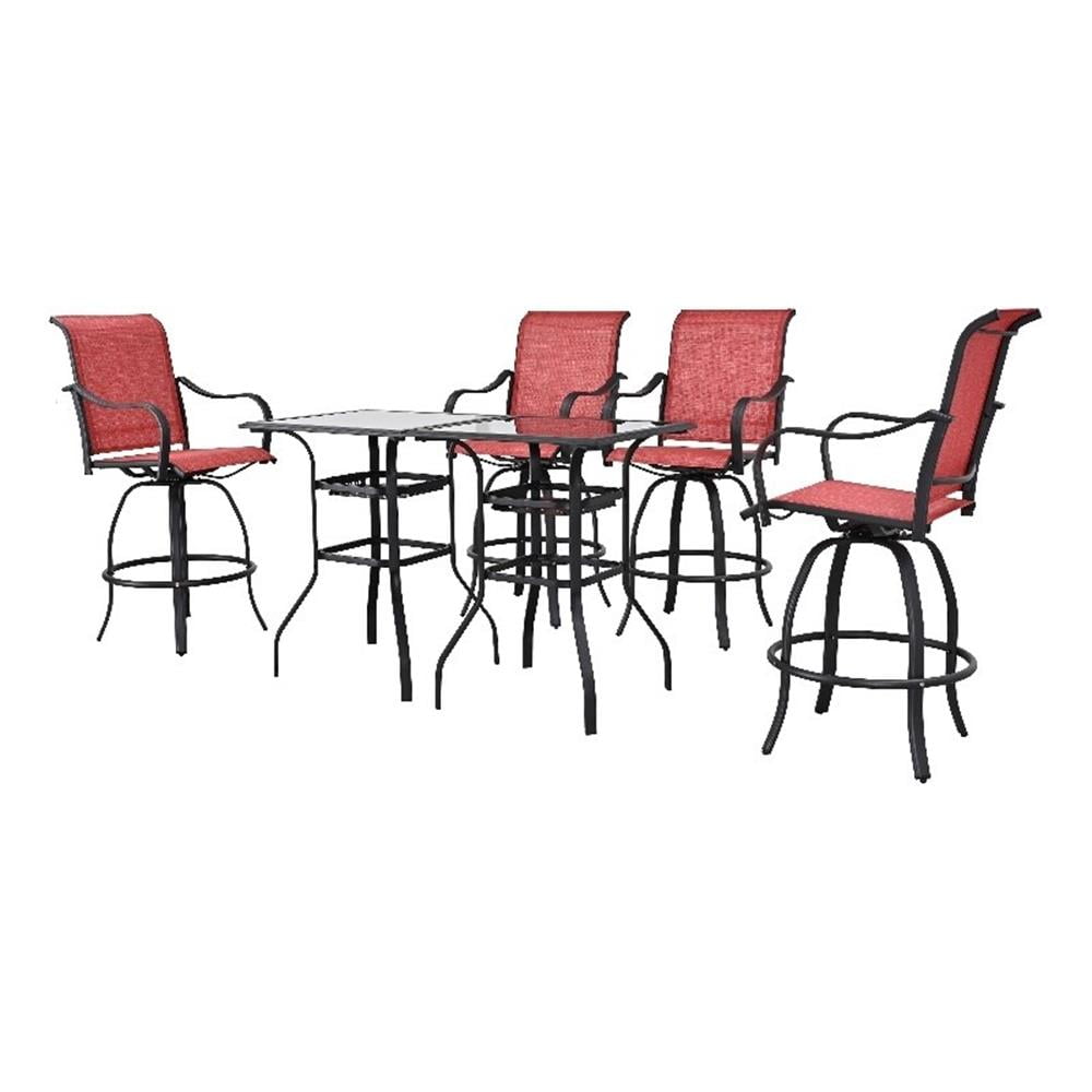 Patio Festival Metal 6-Piece Outdoor Dining Set in Black/Red