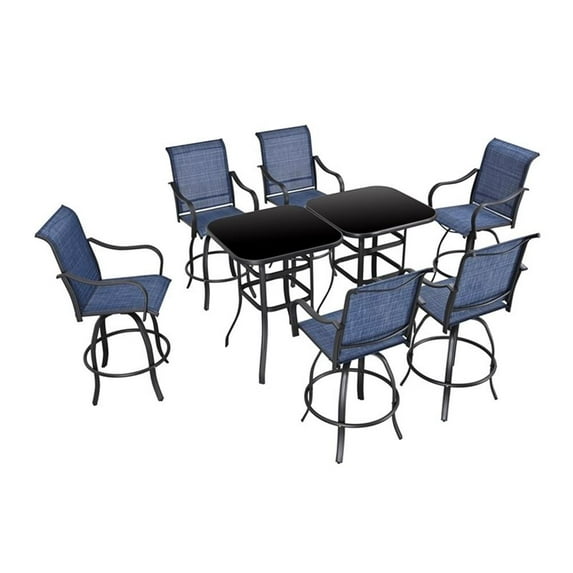 Patio Festival Metal 8-Piece Outdoor Bistro Dining Set in Blue