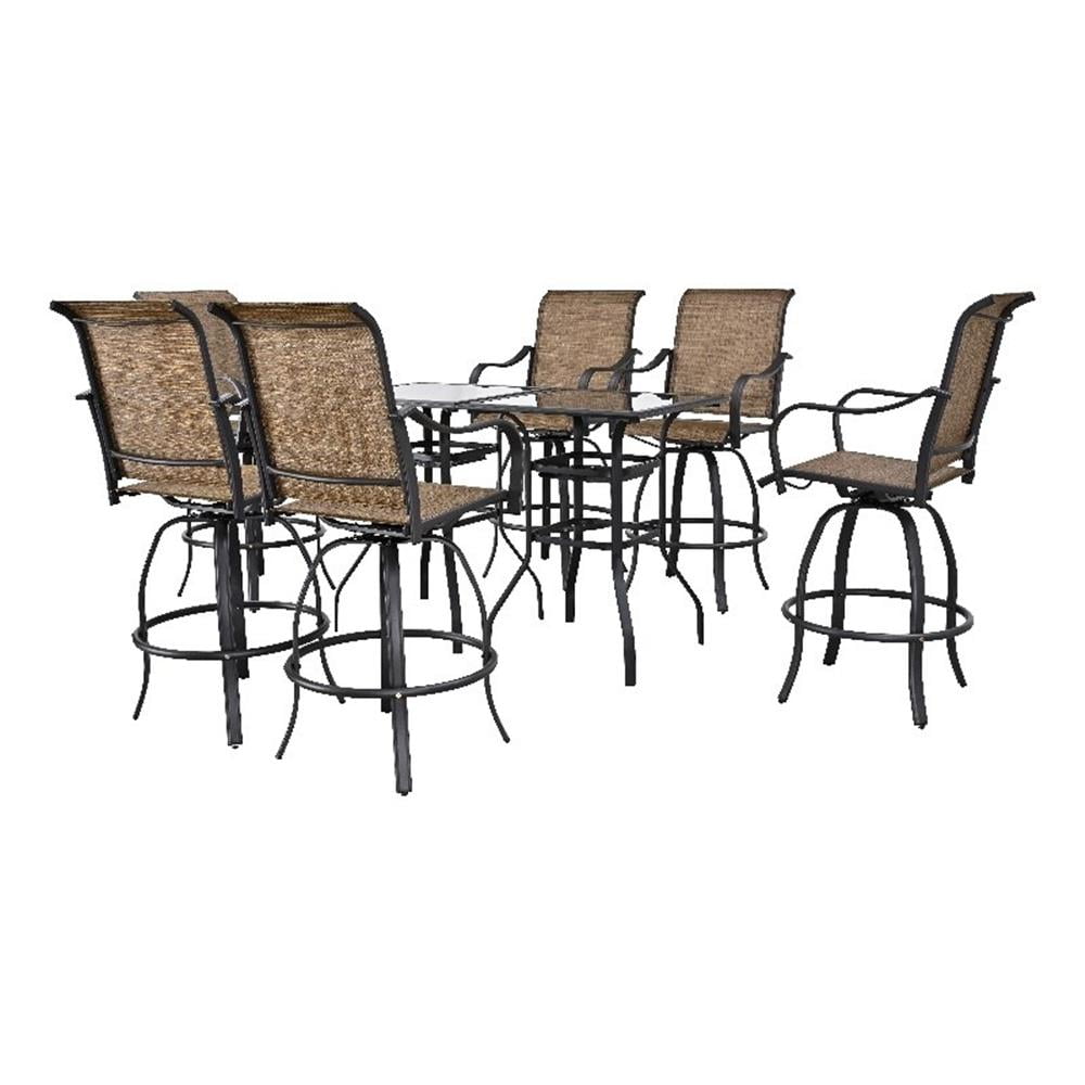 Patio Festival Metal 8-Piece Outdoor Dining Set in Brown/Black