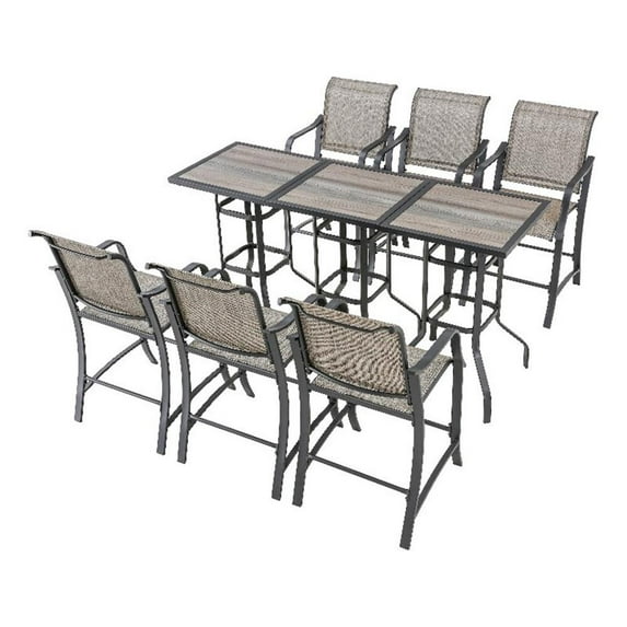 Patio Festival Metal 9-Piece Outdoor Dining Set in Gray & Black