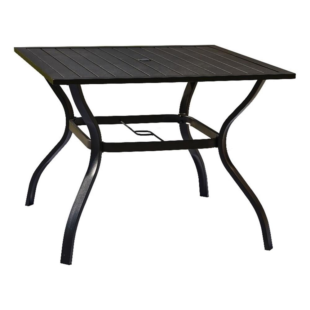 Black Powder-Coated Steel Square Outdoor Dining Table
