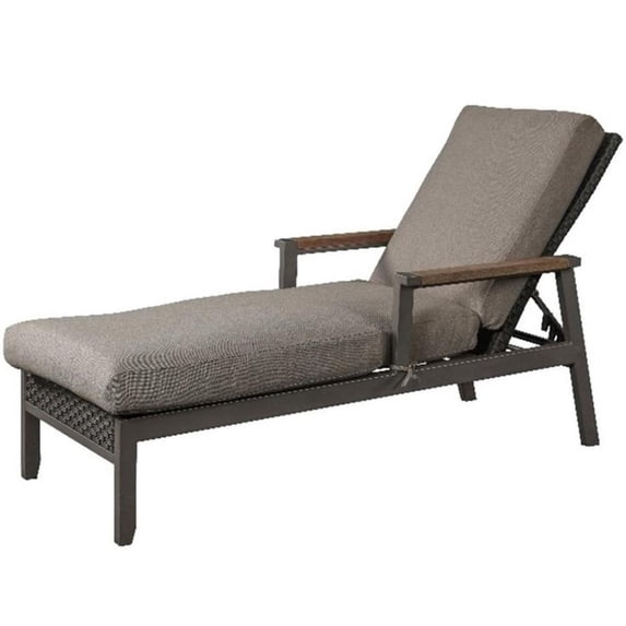 Patio Festival Thermal Transfer Metal Outdoor Chaise Lounger in Gray/Brown