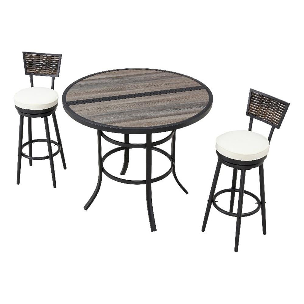 Patio Festival Wicker / Rattan 3-Piece Outdoor Bistro Set in Beige/Black