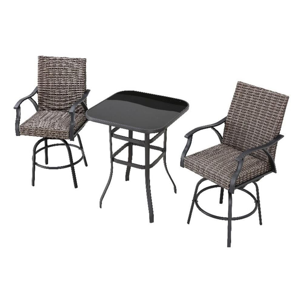 Patio Festival Wicker / Rattan 3-Piece Outdoor Bistro Set in Brown/Gray