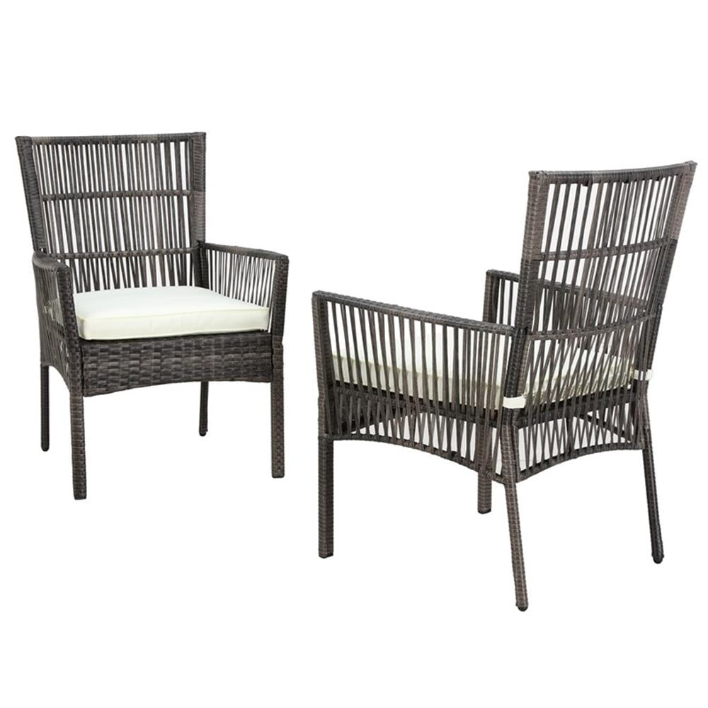 Patio Festival Wicker / Rattan Outdoor Dining Chair with White Cushion 2-Pack