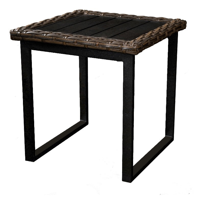 Patio Festival Wicker / Rattan Outdoor Side Table in Black/ Brown