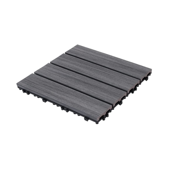 Patio Floor Tiles Pack of 11 WPC Wood-Plastic Composite Patio Deck Tiles DIY Interlocking Decking Tiles, Quick Deck Floor Tile, Court Tile, Water Resistant Indoor Outdoor -11.8"