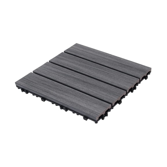 Patio Floor Tiles Pack of 22 WPC Wood-Plastic Composite Patio Deck Tiles DIY Interlocking Decking Tiles, Quick Deck Floor Tile, Court Tile, Water Resistant Indoor Outdoor -11.8"