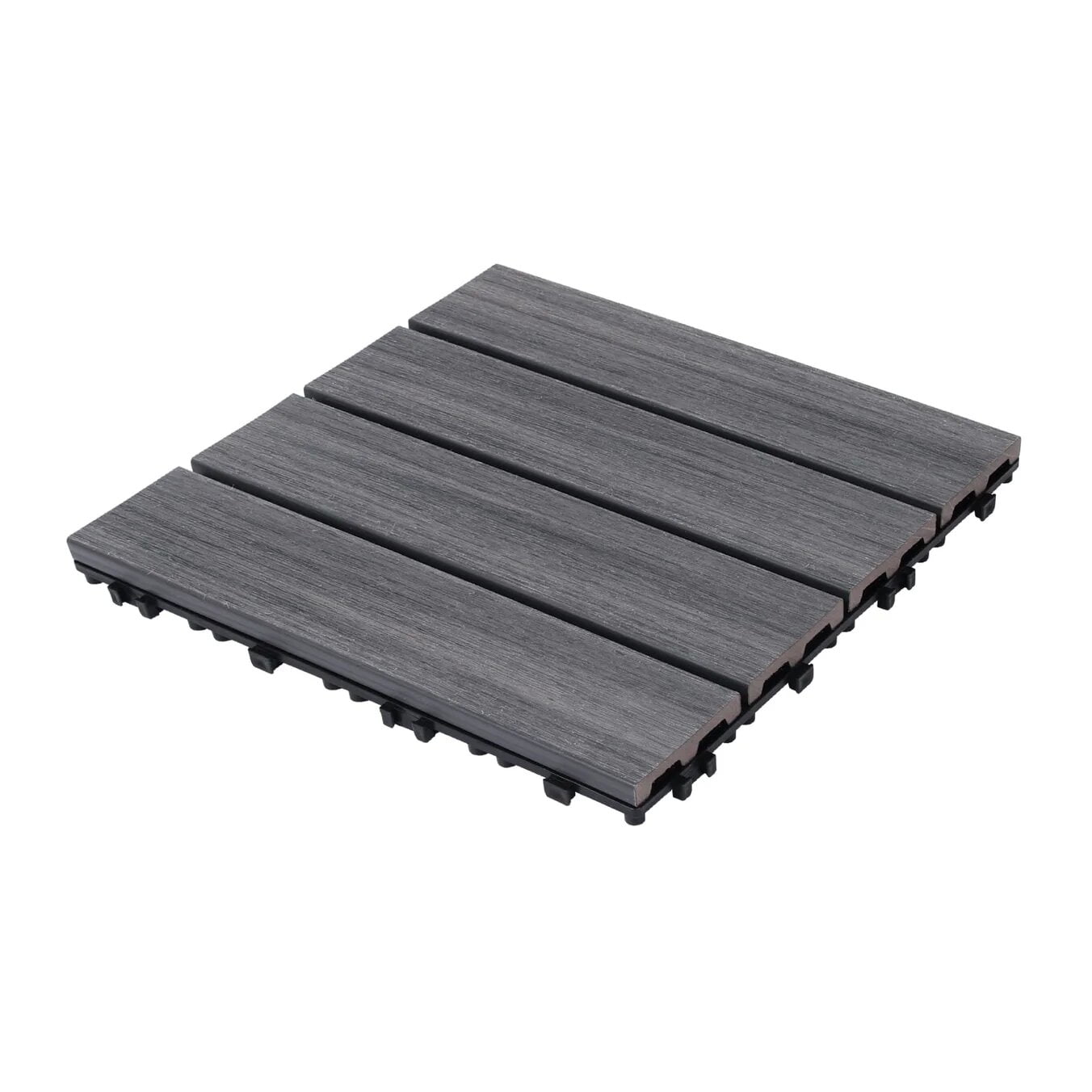 Patio Floor Tiles Pack of 11, 11.8" WPC Wood-Plastic Composite DIY Interlocking Decking Tiles, Quick Installation Court Tile