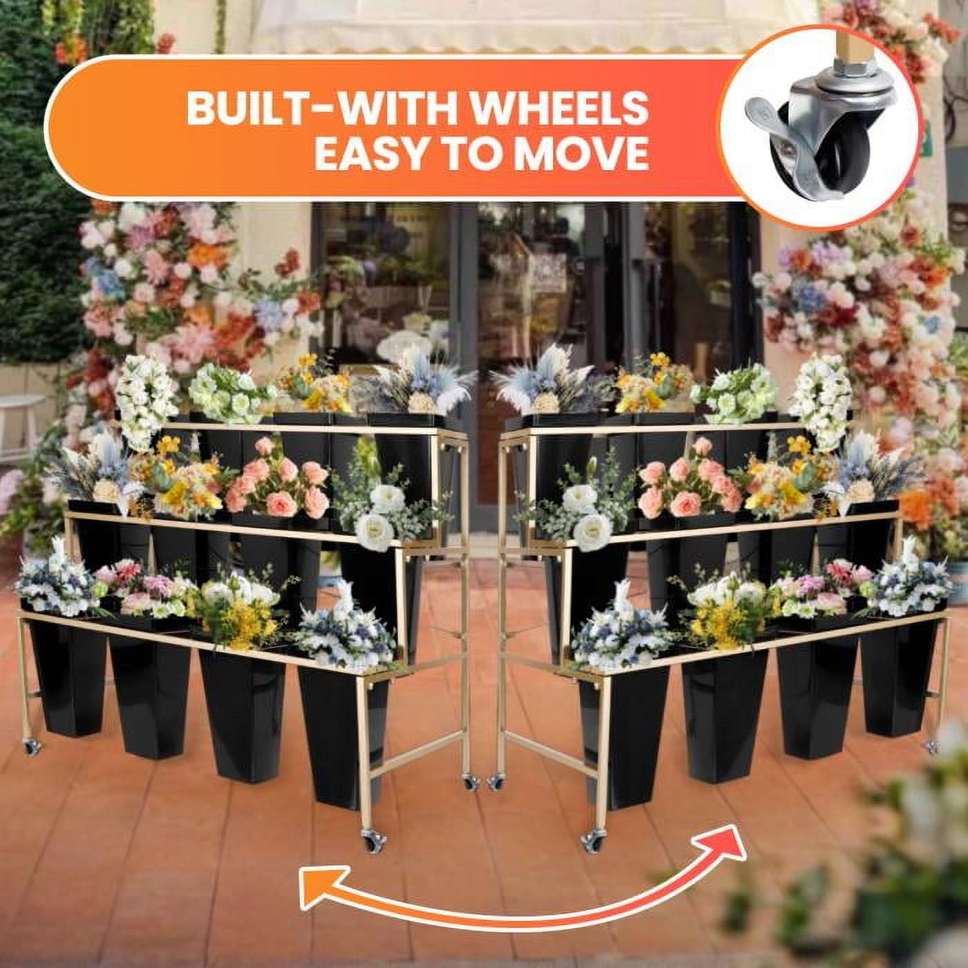 Patio Flower Rack with Wheels – 3-Tier Rolling Plant Stand, UV ...