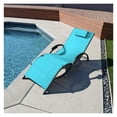 thumbnail image 1 of Patio Folding Chair Outdoor Lounger Beach Pool Sunbed Garden Porch Yard Chaise Steel Mesh Fabric with Pillow, Blue, 1 of 9