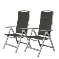 Patio Folding Chairs Set of 2, Aluminium Frame Outdoor Reclining Patio Chairs,Adjustable High Back Lawn Chairs