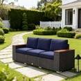 thumbnail image 1 of Patio Furniture 3-Seat PE Rattan Wicker Sofa Outdoor Patio Sofa with Cushions,Outdoor Sofa, 1 of 8
