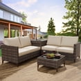 thumbnail image 1 of Patio Furniture 4Pcs Patio Furniture Set, Patio Sectional Furniture Set, Rattan Wicker Outdoor Conversation Sets with Storage Box Glass Top Table, 1 of 6