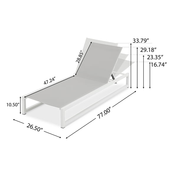 Patio Furniture 5-Level Adjustable Outdoor Chaise Lounge, Durable Aluminum Frame & Textilene Mesh, Perfect for Patio/Poolside,Outdoor Sofa
