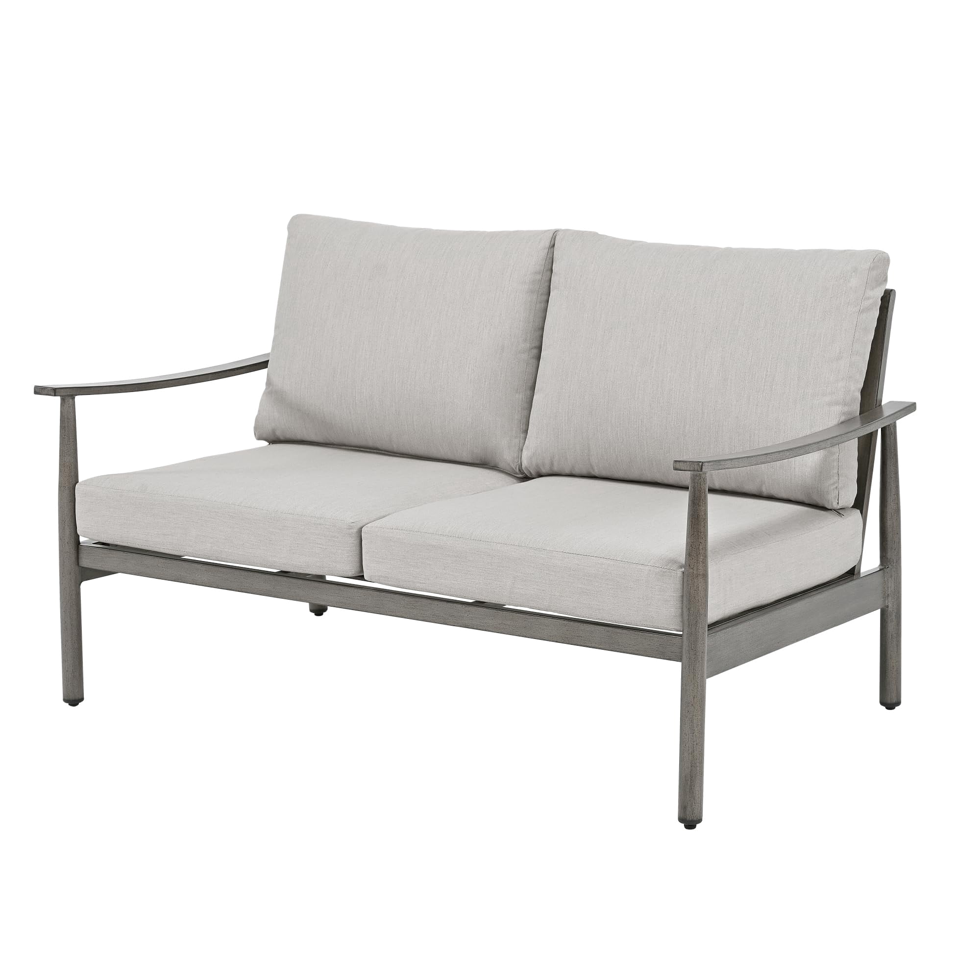 Patio Furniture Aluminum Loveseat Outdoor 2 Seats Sofa Couch with Cushion and Rope Backrest