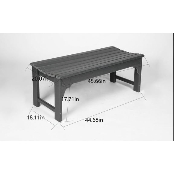 Patio Furniture Backless HDPE Adirondack Bench with Wood Texture, Poly Lumber Seat for Patio, Backyard, Balcony, All Weather Resistant with , Gray,Outdoor Sofa