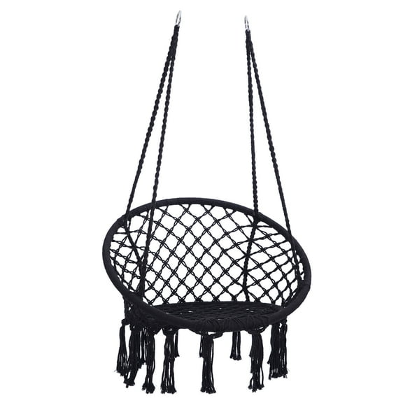 Patio Furniture Black Swing,Hammock Chair Macrame Swing,Max 330 Lbs Hanging Cotton Rope Hammock Swing Chair for Indoor and Outdoor,Outdoor Sofa