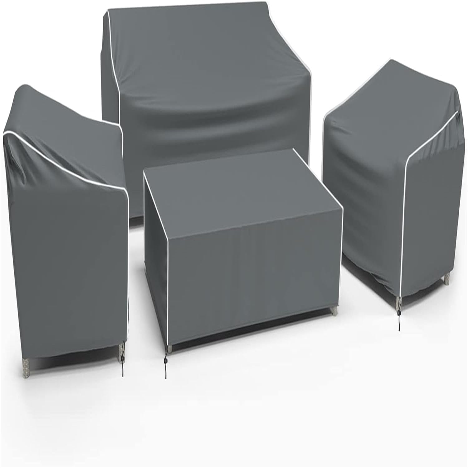 Patio Furniture Cover 4-Piece Set, Heavy 600D Outdoor Furniture Cover Waterproof for Lawn Patio Chairs, Loveseat and Coffe table, Grey