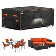 600D Heavy Duty Waterproof Patio Furniture Cover , 74"L x 47"W x 28"H, All-Weather Outdoor Dining Table and Chairs Cover with Air Vent