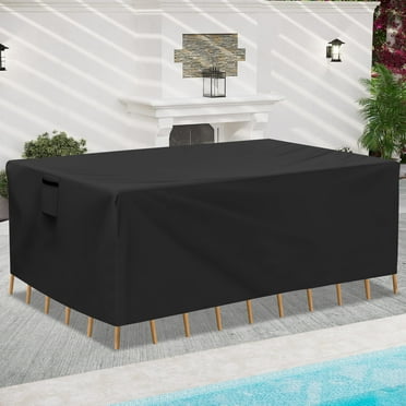 Patio Furniture Cover, 75''W x 48''D x 28''H, Waterproof UV-proof Patio Table & Chair Set Cover, Easy to Use and Care, Windproof Outdoor Furniture Cover, Black