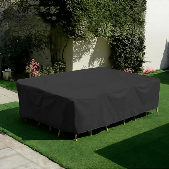 2-in-1 Patio Furniture Cover - Multi-Use Waterproof Outdoor Table & Sofa Protector, Heavy Duty UV Resistant Patio Table Cover,98" L x 78" W x 32"H,Black