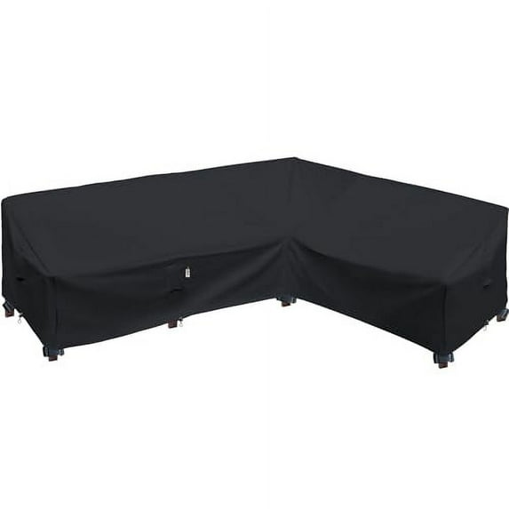 Flexiyard Heavy Duty Outdoor Furniture Cover Patio Sectional Sofa Cover, Midnight Black, L-Shaped-Right Facing-104"x83"