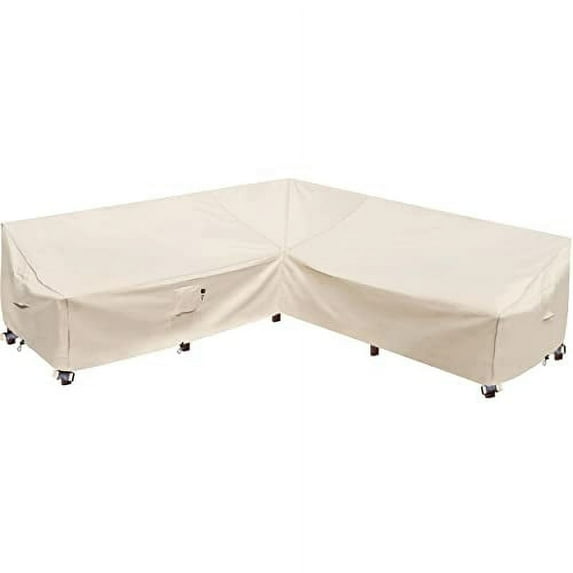 Flexiyard Patio Sectional Cover, 115"x115" Waterproof Off-White Patio Furniture Cover