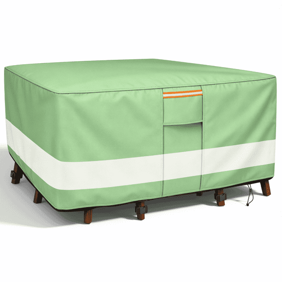 Patio Furniture Cover,Rectangle Desk Cover,Heavy Duty Windproof and Waterproof for All-Weather Protection,126W x 84D x 30H inch, Beige Green