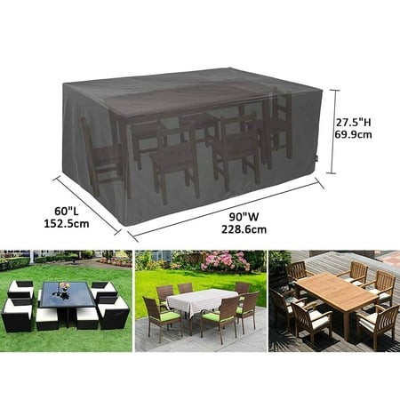 Patio Furniture Cover Rectangular Table Cover Waterproof Dining Table and Chair Cover 90"Lx60"Wx28"H