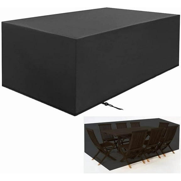 Patio Furniture Cover Sectional Outdoor Waterproof Square Rectangular Table Chair Set Cover with Windproof Buckle 420D Heavy Duty Rain Snow Anti-UV Sofa Protector for Garden Yard Extra Large