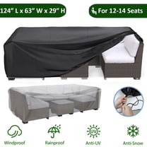 Patio Furniture Cover Waterproof, Heavy Duty Outdoor Furniture Cover, Couch Sectional Sofa Set Cover, Black Patio Table Cover Fits, 124 in x 63 in x 29in