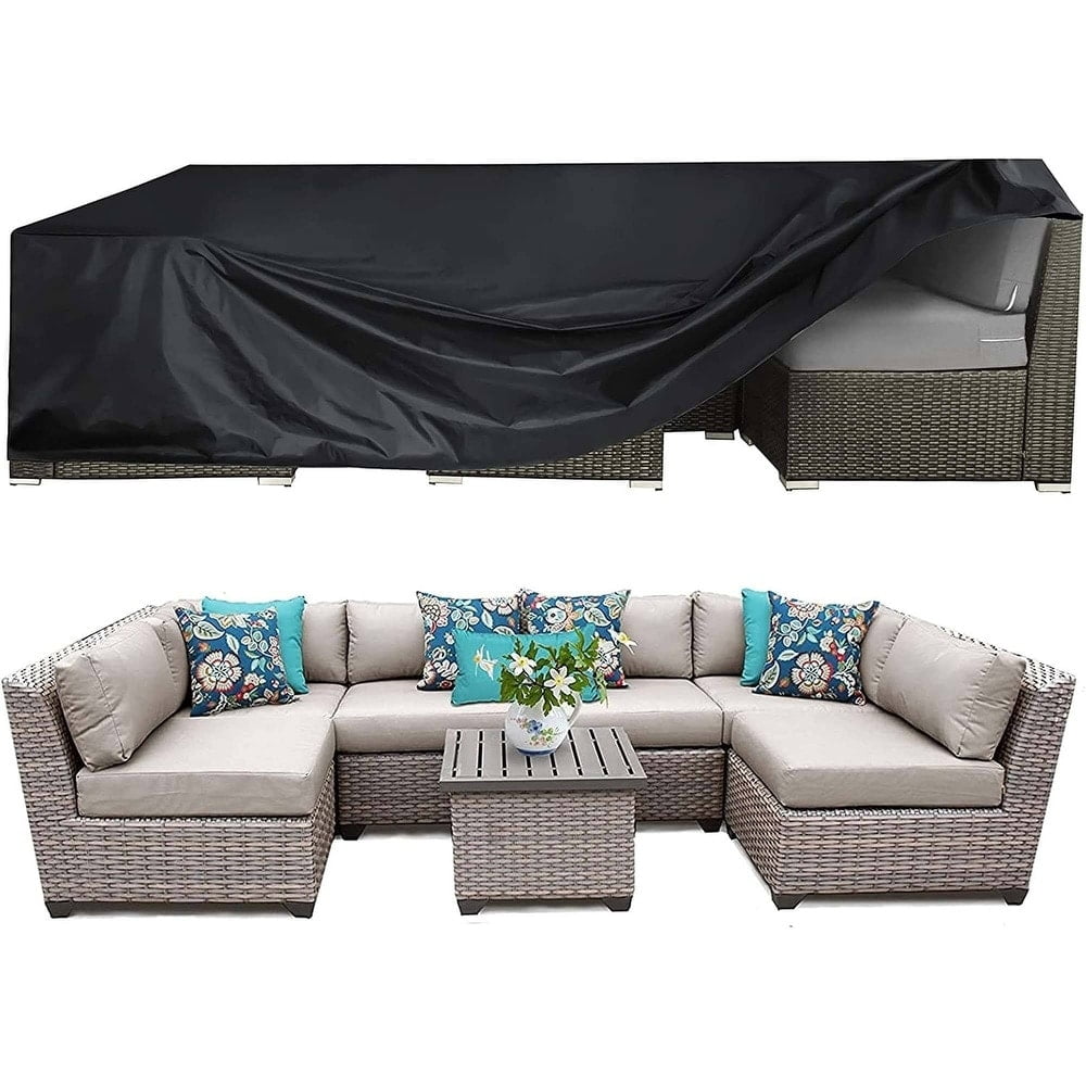 Black Waterproof Heavy Duty Patio Furniture Cover for Large Dining Sets