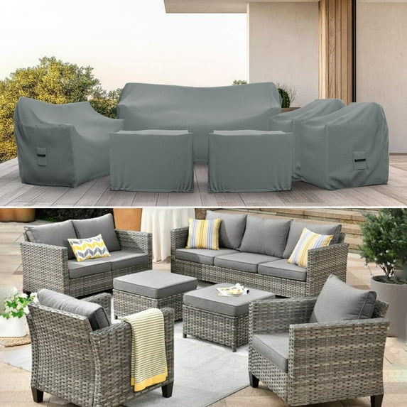 Patio Furniture Cover for 6-Piece Furniture Set, Water UV & Weather resistant Cover for 7 Person Seating Group 