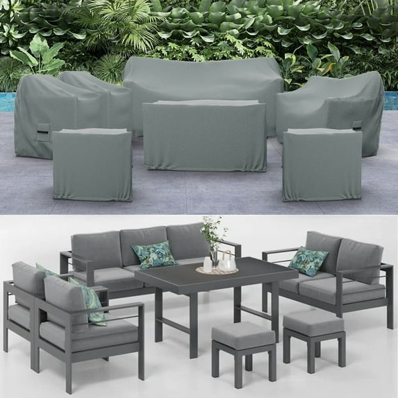 Patio Furniture Cover for Latitude Run 7 Piece Sofa Seating Group, Weather resistant Cover for Outdoor Conversation Set