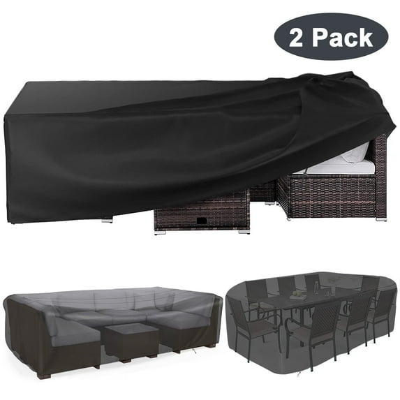 Patio Furniture Covers, 2 Pack Hootek 71×47 Outdoor Furniture Cover Waterproof, Heavy Duty Oxford Patio Table Cover for Outdoor Table, Chair, Sofa, Desk (Black 71"L×47"W×30"H)