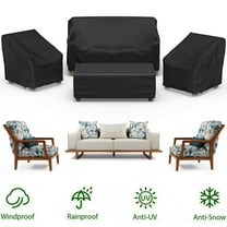 4 Pcs Patio Furniture Covers Waterproof, 420D Heavy Duty Tear-Resistant Outdoor Furniture Cover with Windproof Buckles & Adjustable Drawstring