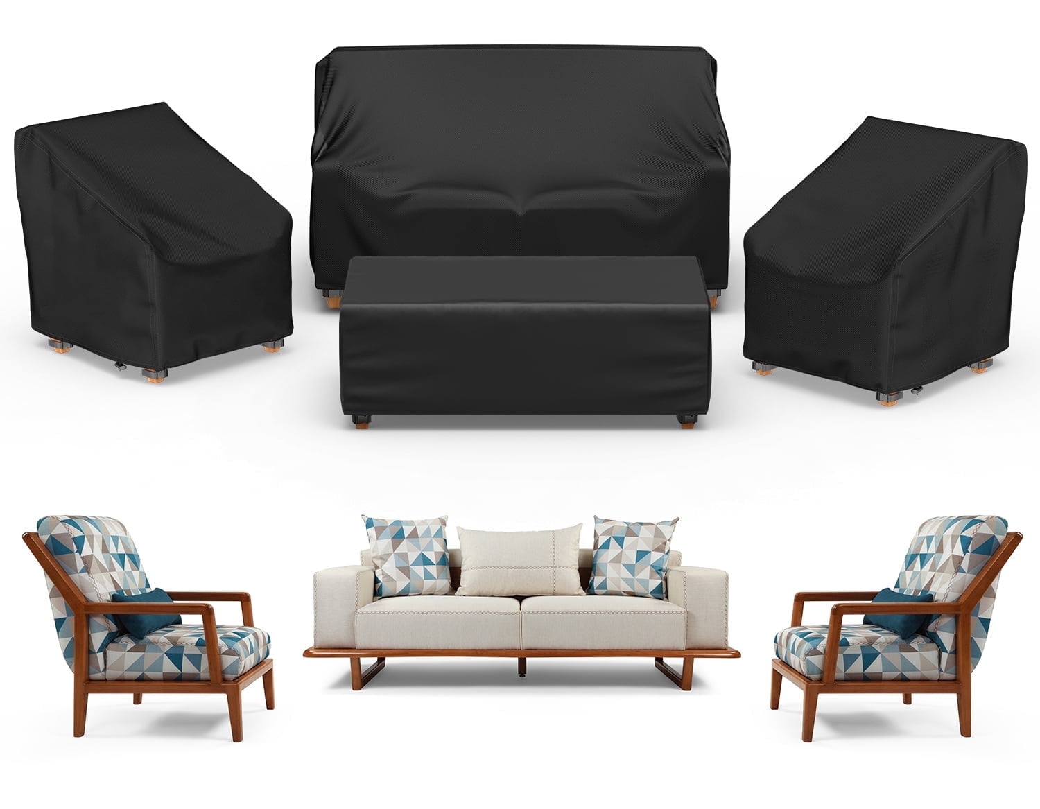 Walmart promo code:  Walmart Black Friday Deals 2025 - Patio Furniture Covers, 4 Piece Outdoor Furniture Covers Waterproof, 420D Heavy Duty Tear-Resistant, with Windproof Buckle Strap and Adjustable Drawstring