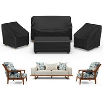 Patio Furniture Covers, 4 Piece Outdoor Furniture Covers Waterproof, 420D Heavy Duty Tear-Resistant, with Windproof Buckle Strap and Adjustable Drawstring