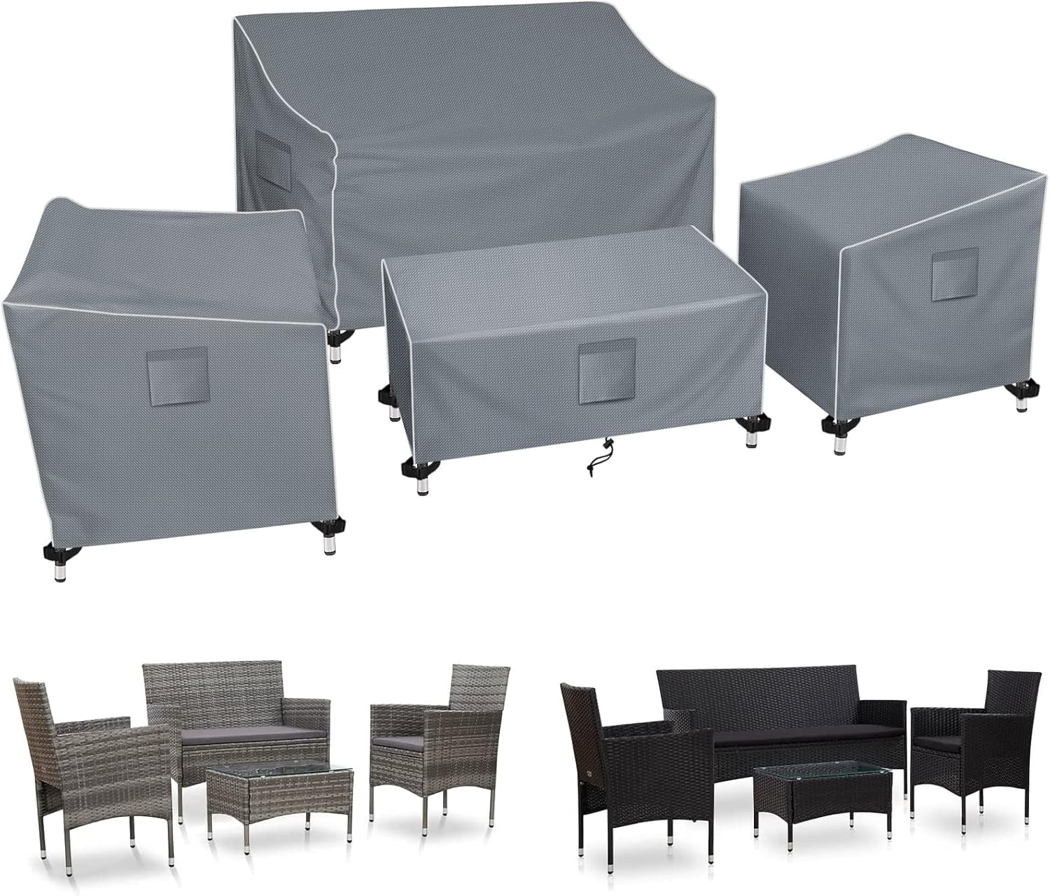 Patio Furniture Covers,4Piece Outdoor Veranda Patio Garden Furniture