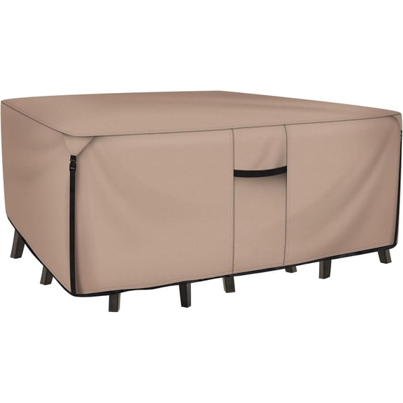 Patio Furniture Covers - 600D Thick Waterproof Rectangular Table Cover, Outdoor Furniture Protector for Dining Table & Chairs,64*52*28 inch